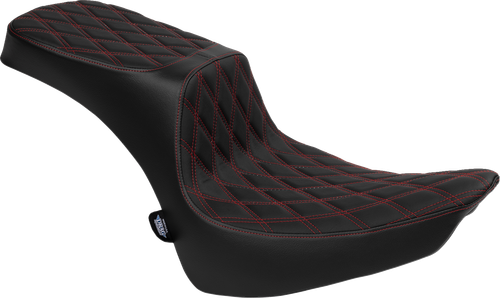 Drag Specialties Seats Performance Predator 2-Up Seat - Vinyl - Double Diamond - Red Thread - FL '00-'17 [4689D]