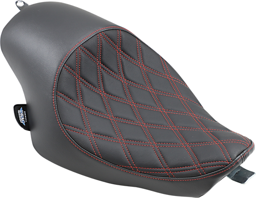 Drag Specialties Seats 3/4 Solo Seat - Double Diamond - Black w/ Red Stitching - XL '04-'22 [0804-0746]