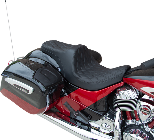 Drag Specialties Seats Predator III Seat - Forward Positioning - Double Diamond - Black Stitching - Indian '14-'22 [0810-2270]