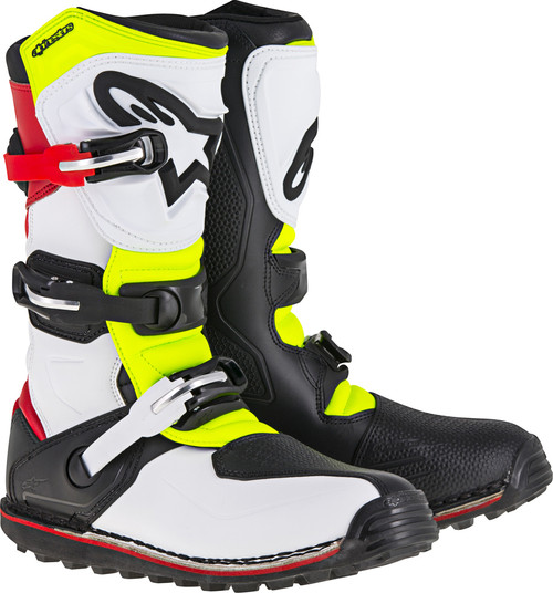 ALPINESTARS 2004017-2351-6 TECH-T BOOTS WHITE/RED/YELLOW/BLACK SZ 06