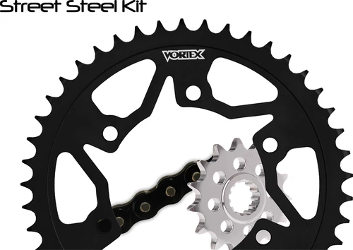 VORTEX CK2147 SPROCKET/CHAIN KIT STL/STL 15/43T SIL RX3 520-108L BLK
