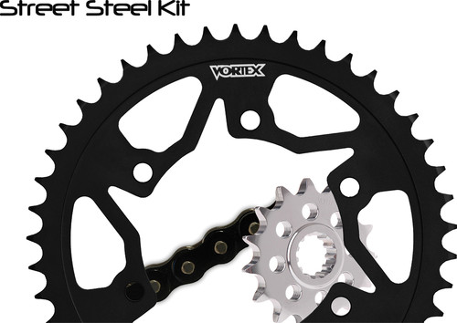 VORTEX CK5134 SPROCKET/CHAIN KIT STL/STL 15/43T SIL SX3 520-114L BLK