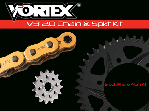 VORTEX CKG6446 SPROCKET/CHAIN KIT STL/ALU 16/43T BLK SX3 520-108L GLD