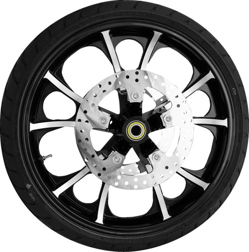 Coastal Moto Largo Front Wheel - Black Cut (21") | Rotors (11.8") | Dunlop AE2 Tire (130/60B21) [PKG2LGO213BCABST]