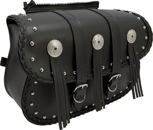 WILLIE & MAX LUGGAGE Warrior Saddlebag - Black - Studded - Black [5832000]