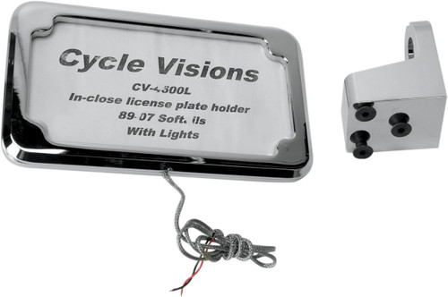 CYCLE VISIONS Vertical License Plate Mount with Light - Black - '05-'21 XL [CV4604BL]