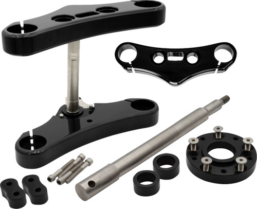 Accutronix Triple Tree Conversion Kit - 49 mm - Black - 3° Rake - Elite Smooth [TWD349ESBK8]