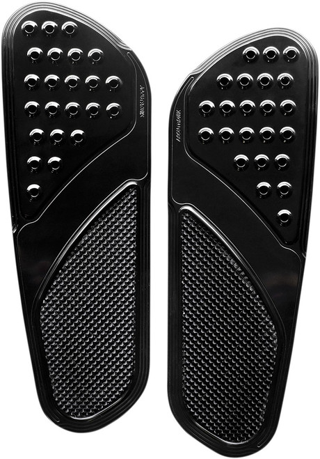 Accutronix Front Floorboards - Extended - Black - Knurled - Teardrop - FL [FBF01KDTB]