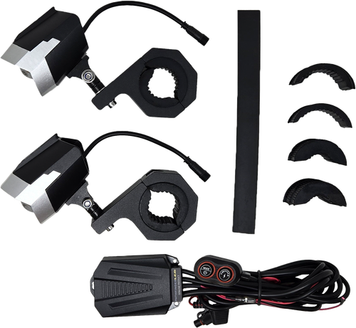 PATHFINDER PL80LRS DUAL SWITCHBACK LED LIGHTS SILVER/BLK WIRED REMOTE PR