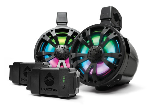 ECOXGEAR SEI-ETAMPBAT7701 EXTRMTOWER 2-PK 8 SPKR 2 AMP SPEAKERS + 2 BATTERIES BLK