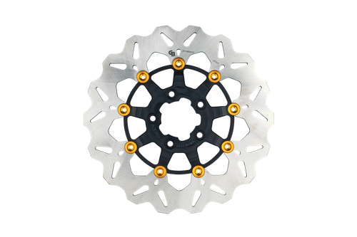 GBRAKES GBDU073 ROTOR 11.8" FLOATING WAVE FR BLACK/GOLD BUTTONS