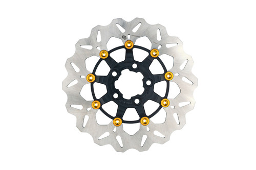 GBRAKES GBDU076 ROTOR 11.8" FLOATING WAVE RR BLACK/GOLD BUTTONS