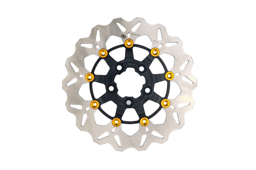 GBRAKES GBDU080 ROTOR 11.5" FLOATING WAVE RR BLACK/GOLD BUTTONS