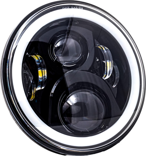 LETRIC LIGHTING CO LLC-LHC-7DB 7" LED HEADLIGHT FULL HALO BLK W/ MNT ADAPTER