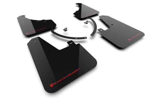 Rally Armor 24-26 Hyundai Santa Fe Black Mud Flap w/Red Logo - MF118-UR-BLK-RD