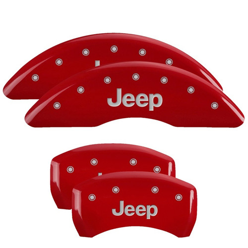 MGP 4 Caliper Covers Engraved Front & Rear JEEP Red finish silver ch - 42012SJEPRD