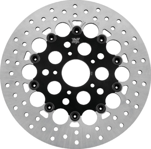 Twin Power 84-17 Big Twin Exc 11.8 and Lug Mount 84-13 XL Front 11.5 Floating Rotor W/Holes Black - 666833
