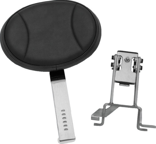 Kuryakyn Plug-N-Go Driver Backrest 14-Up Indian Black Pad, Chrome - 1628