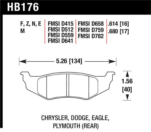 Hawk SRT4 HP+ Street Rear Brake Pads - HB176N.614