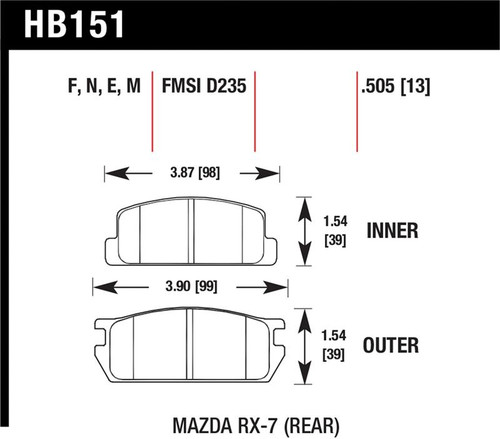 Hawk 81-85 Mazda RX-7 Blue 9012 Rear Race Brake Pads - HB151E.505
