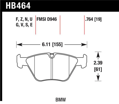 Hawk 01-06 BMW 330Ci / 01-05 330i/330Xi / 03-06 M3 Performance Ceramic Street Front Brake Pads - HB464Z.764