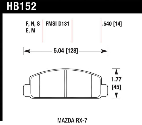 Hawk Mazda RX-7 HPS Street Front Brake Pads - HB152F.540