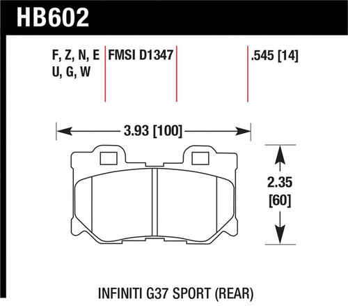 Hawk Infiniti G37 Sport HP+ Street Rear Brake Pads - HB602N.545