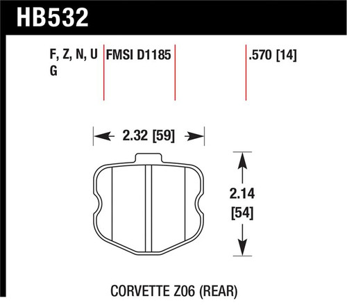 Hawk 06-10 Chevy Corvette (OEM Pad Design) Rear HPS Street Brake Pads - HB532F.570