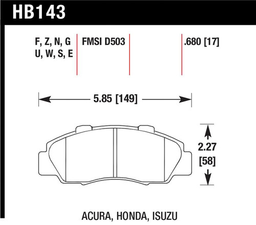 Hawk 97-01 Honda Prelude Blue 9012 Street Front Brake Pads - HB143E.680