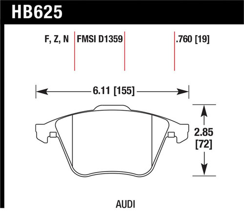 Hawk 2001-2010 Audi S3 European HPS 5.0 Front Brake Pads - HB625B.760