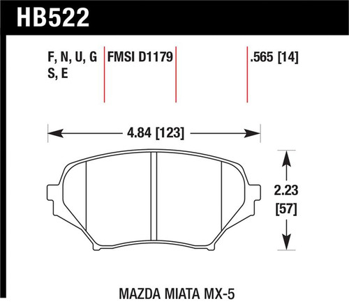 Hawk 06-14 Mazda MX-5 Miata (NC) DTC-70 Race Front Brake Pads - HB522U.565