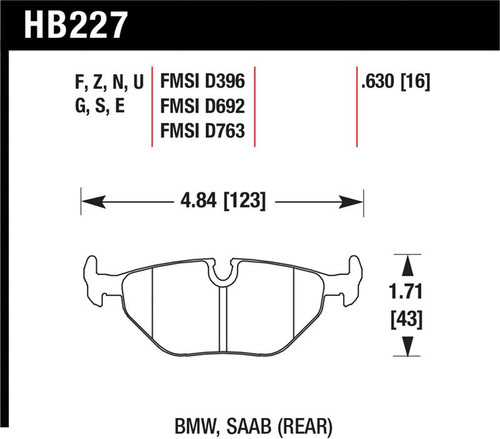 Hawk 92-95 BMW 325iS / 96-02 BMW M3 DTC-70 Race Rear Brake Pads - HB227U.630