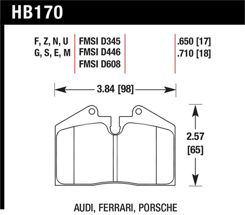 Hawk 89-94 Porsche 911 / 86-94 944 / 93 & 95 968 Front & Rear DTC-70 Race Brake Pads - HB170U.650