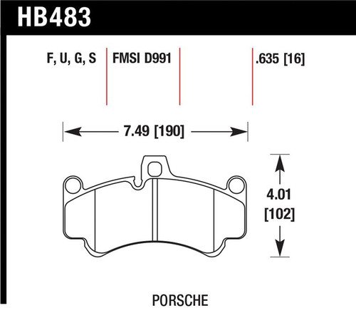 Hawk Porsche GT3 DTC-60 Street Front Brake Pads - HB483G.635