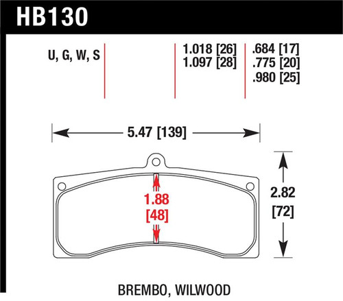 Hawk Universal Brembo DTC-70 Race Brake Pads - HB130U1.097