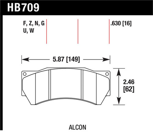 Hawk Performance Alcon Mono 6, Model 4497 DTC-70 Race Brake Pads - HB709U.630