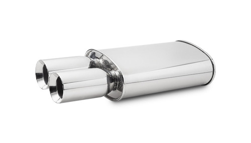 Vibrant StreetPower Turbo Oval Muff w/ Dual 3.5in Round Tips Straight Cut Bev Edge 3in inlet I.D. - 1047