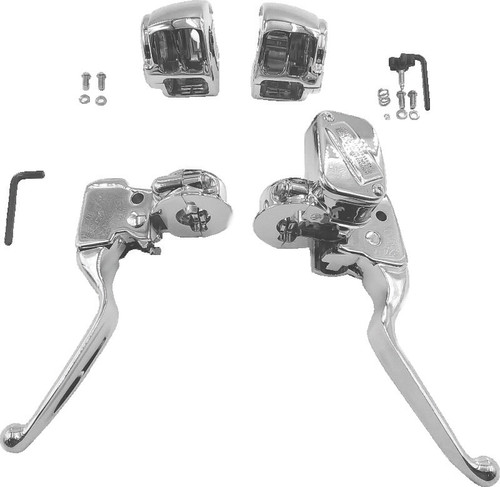 Bikers Choice 15-17 Softail Chrome Handlebar Control Kit 1/2 Inch Bore Single Disc - 601448