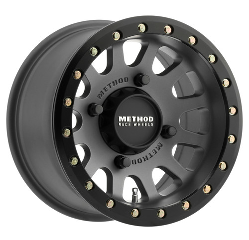 Method MR401 UTV Beadlock 15x7 / 4+3/13mm Offset / 4x156 / 132mm CB Titanium Wheel- Matte Black Ring - MR40157046843B