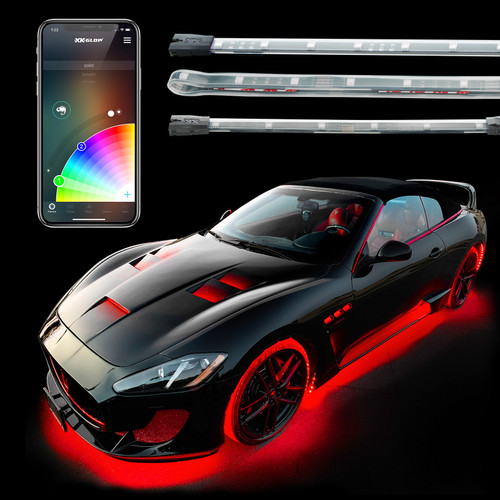 XK Glow Slim Tube Million Color XCHROME Smartphone App Controlled Undercar Kit 8x24In - KS-Car-Standard