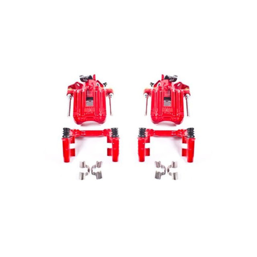 Power Stop 00-06 Audi TT Quattro (w/Non Vented Rotors Only) Rear Red Calipers w/Brackets - Pair - S2574