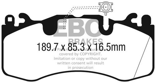 EBC 2016+ Maserati Levante 3.0TT (424) Yellowstuff Front Brake Pads - DP42336R