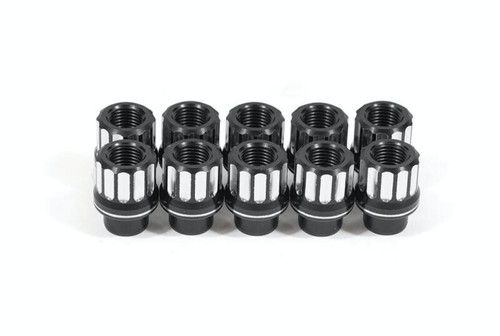 BMR Lug Nut Kit 14mm x 1.50 RH Conical 12-pt Aluminum (Set of 10) - Black Anodized - LNK025