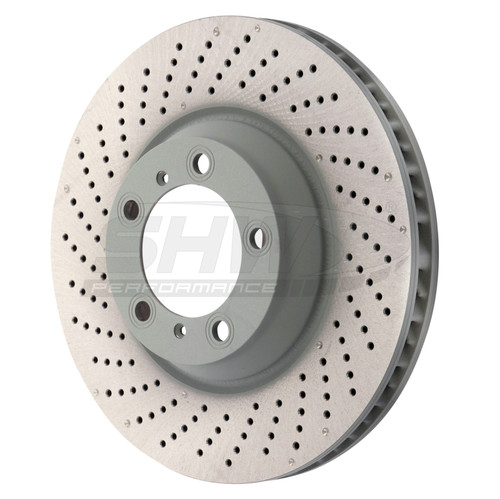 SHW 07-13 Porsche 911 Turbo 3.8L w/o Ceramics Left Front Drilled-Dimple MB Brake Rotor (99735140501) - PFL30904