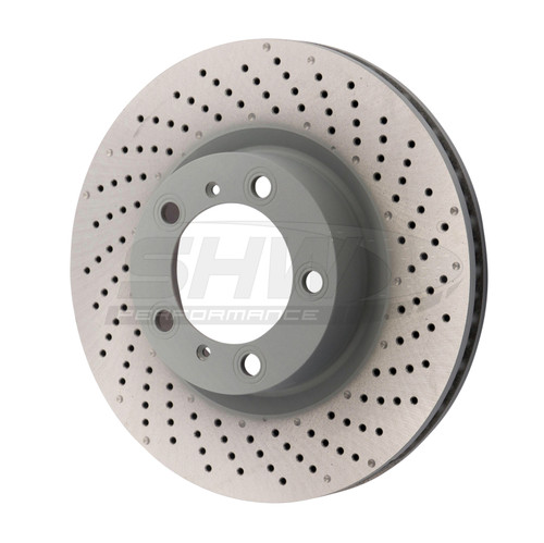 SHW 09-16 Porsche 911 Carrera w/o Ceramic Brakes Right Front Drill-Dimp MB Brake Rotor (99735140201) - PFR39972