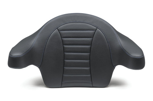 Mustang 93-13 HD FL Touring Extended Arm Wrap-Around Backrest Deluxe - Black w/Blue Stitching - 79014SB