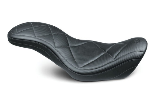 Mustang 14-17 Harley Fat Bob Super Tripper 1PC Seat Carbon - Black - 75987
