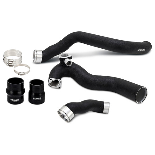Mishimoto 2024+ Ford Mustang EcoBoost Charge Pipes - Wrinkle Black - MMICP-MUS4-24WBK