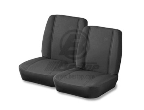 Bestop 55-83 Jeep Cj5 Front Trailmax II Classic Seat (All Vinyl Black Crush) - 39429-01