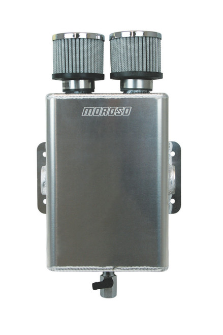 Moroso Breather Tank/Catch Can -16An Female Inlet - One on Each Side - Two Breathers - Aluminum - 85393